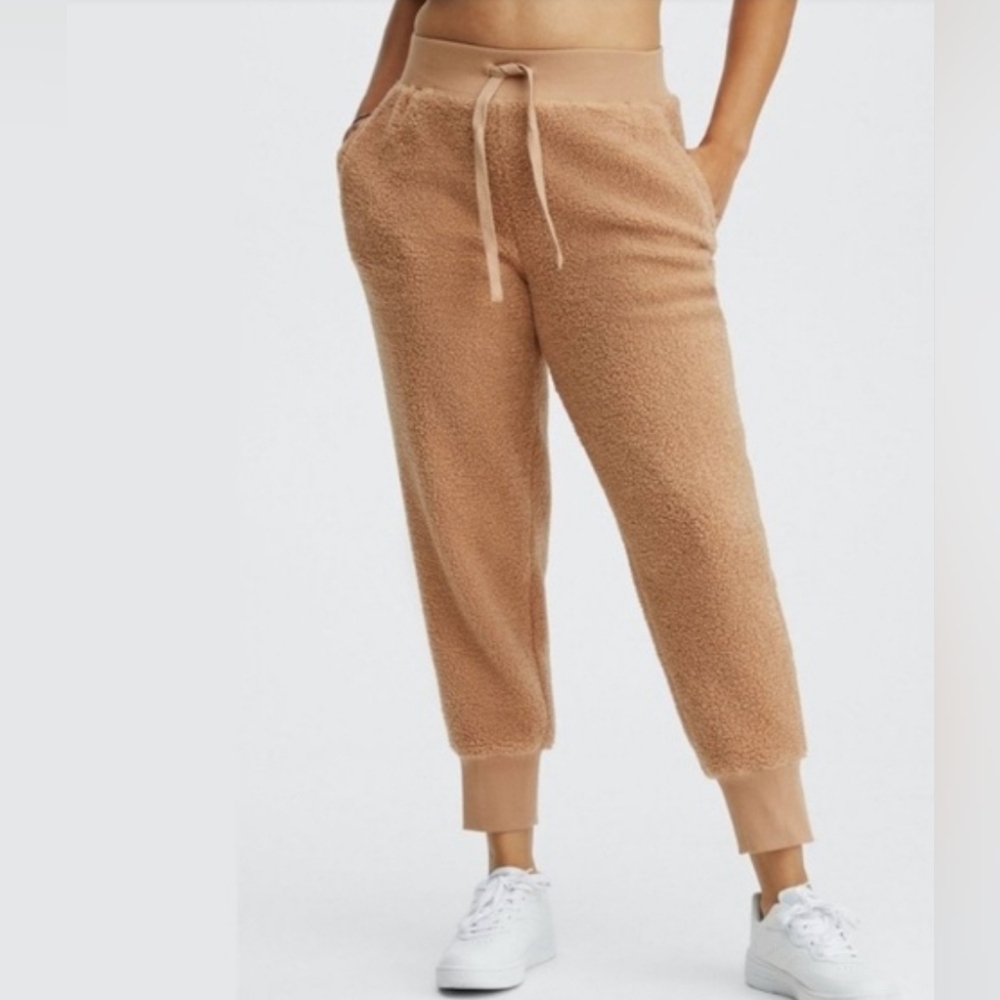Fabletics Tan Sherpa Joggers